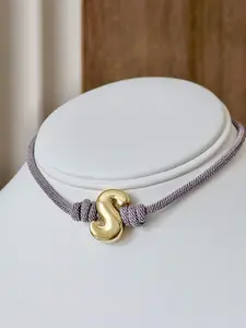 Necklace Gray Initial Knot