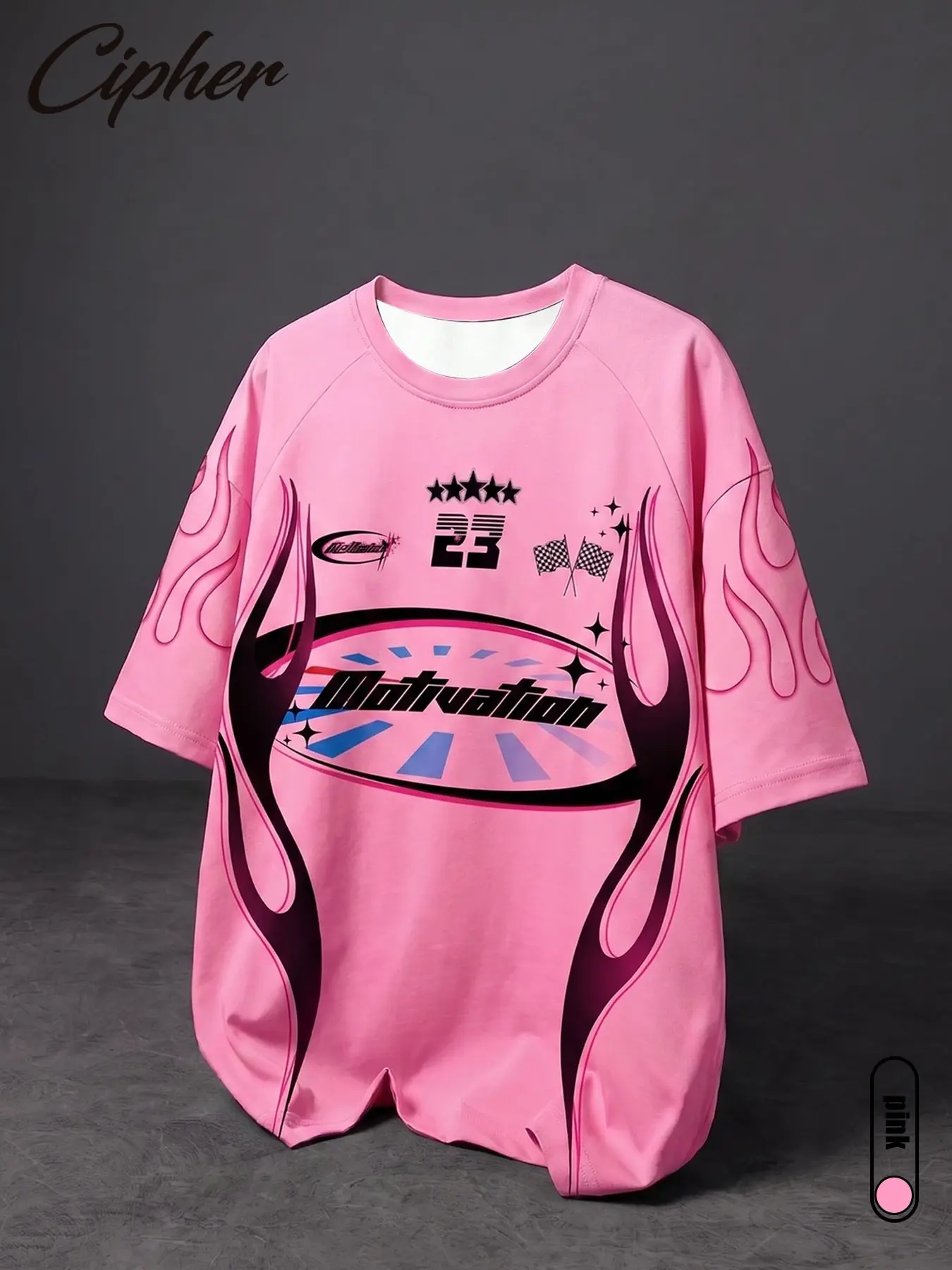 Motivation Racing Graphic Print Pink Oversized Tee Motivation