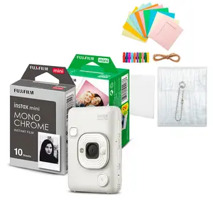 Fujifilm Instax Mini LiPlay Hybrid Instant Camera and Smartphone Printer (Misty White) Bundle