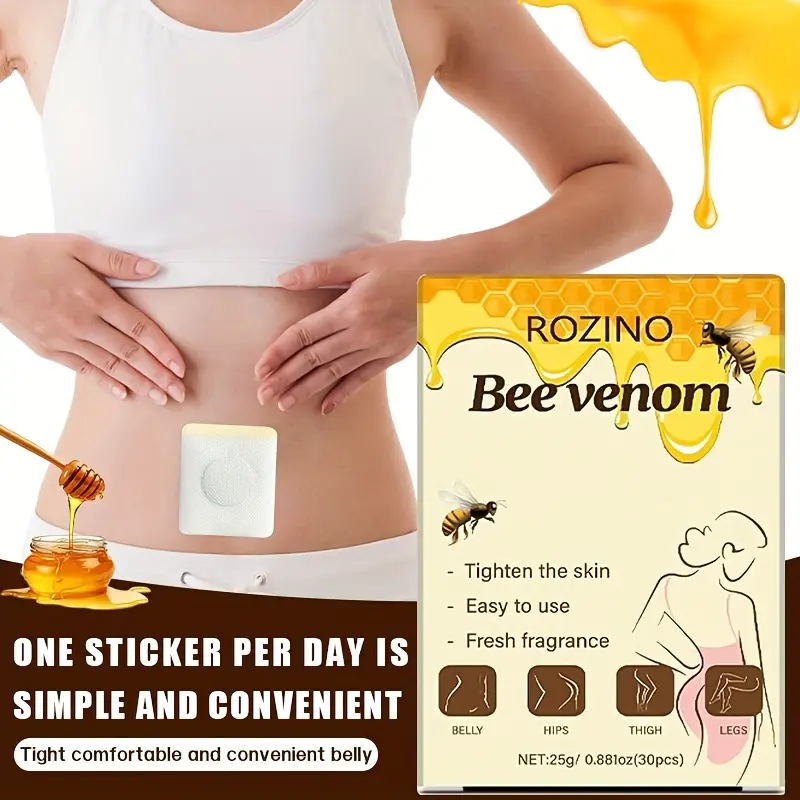 Bee Venom Abdominal Firming Patches, Tightening Sculpting Body Shaping Patch, Daily Home Abdomen Care, Deep Hydrating Comfortable Skin-Friendly Adhesive Patches, 25g Total 30 Counts