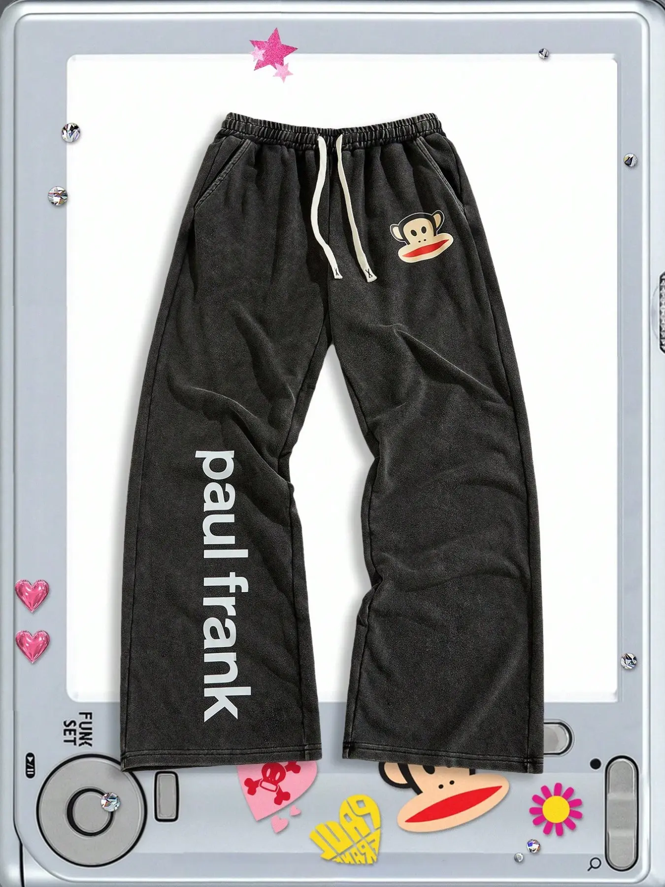 Casual Fashion Trendy Monkey Graphic Print Pants, Soft Texture, Comfortable Leisure Wear, Loose Fit Design, Street Style, Fall & Winter, Baggy