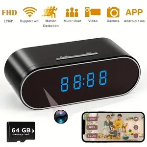 Mother's Day Gift:WiFi security camera with clock function, 2.4GHz wireless network and 64GB memory card, night vision function, wireless remote monitoring through App, suitable for home, office, warehouse and warehousing monitoring scenarios