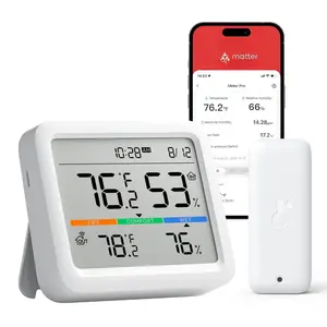 Meter Pro, Digital Hygrometer &  -  Indoor Temperature & Humidity  with  App Control, Real-Time  (1, Meter Pro+Outdoor Meter)