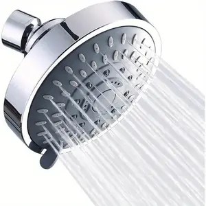 High-Pressure 4" Shower Head With 5 Settings & Adjustable Swivel Ball Joint - Enjoy A Luxurious, Low-Flow Shower Experience, Bathroom Accessories