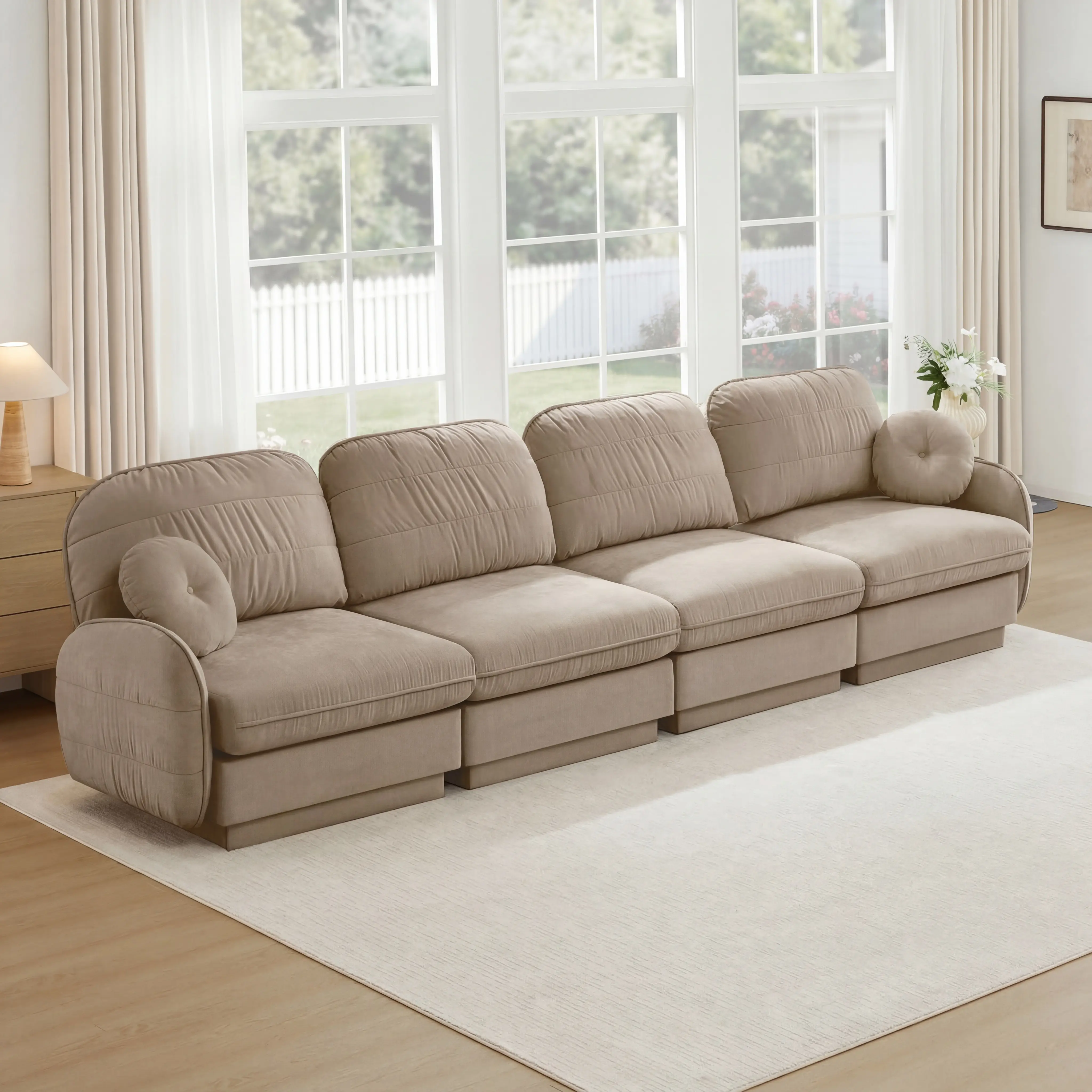 Light Coffee + Chenille + 4 Seat