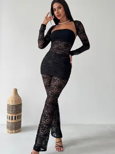 Lace SEE THROUGH Hottie Pants 3 piece Set Womenswear NO SHORTS INCLUDED-option with lining available