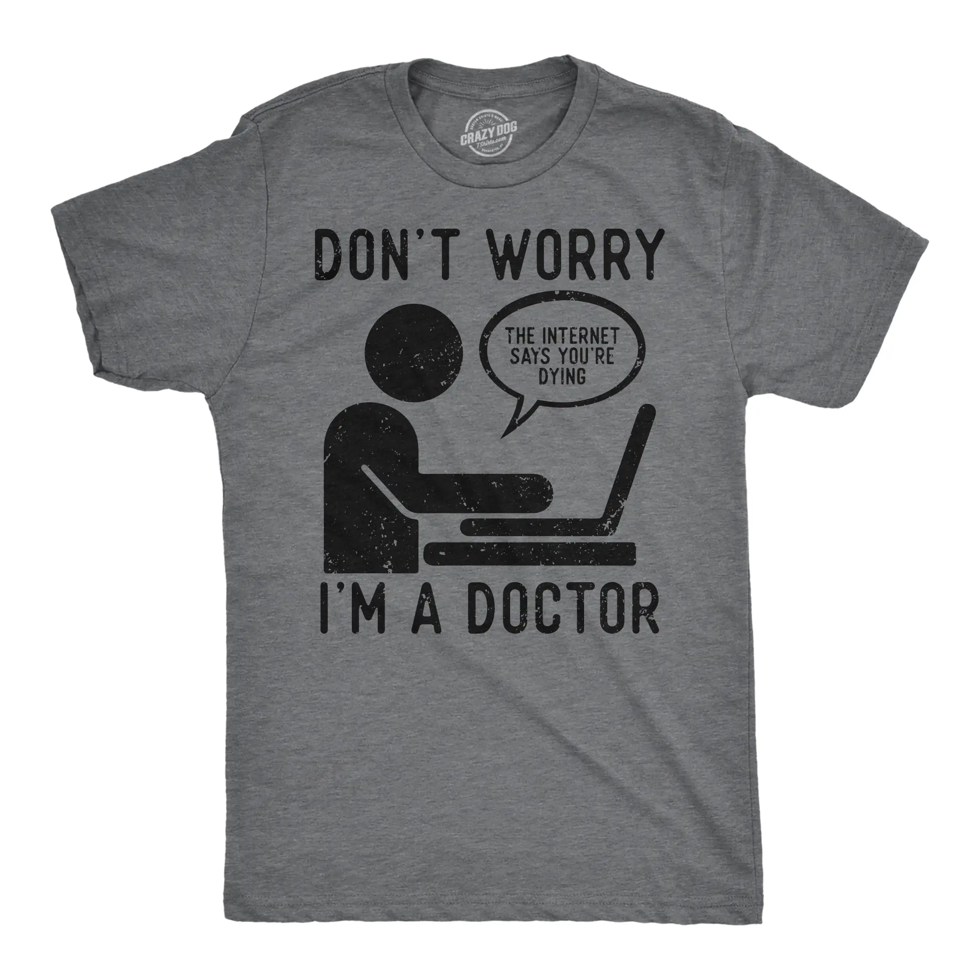 Mens Funny T Shirts Dont Worry Im A Doctor Sarcastic Graphic Tee for Men Mens Funny T Shirts Cool Vintage Fashion T-Shirt Gift Classic Menswear Funny Sarcastic Short Sleeve Novelty Tees for Guys Dark Grey