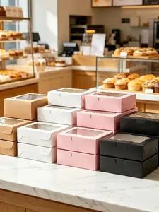 5/1pcs Modern Minimalist Windowed Cupcake Containers, White Paperboard Boxes for Pastries & Cookies，needoh，nutrition geeks