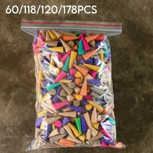 🎨 Mix Color Backflow Incense Cones Set 60/118/120/178Pcs Natural Aromatherapy Plant Extract Waterfall Bullet Cones for Relaxation Home Fragrance Yoga Meditate, Stress Relief Scented Incense Pods with Aesthetic Wooden Lid Storage Jar Gift Pack