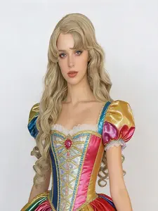 Synthetic 26inch Princess Headwear, Curly Wavy Long Aurora Cosplay Wig, Perfect for Halloween, Christmas, School, Thanksgiving