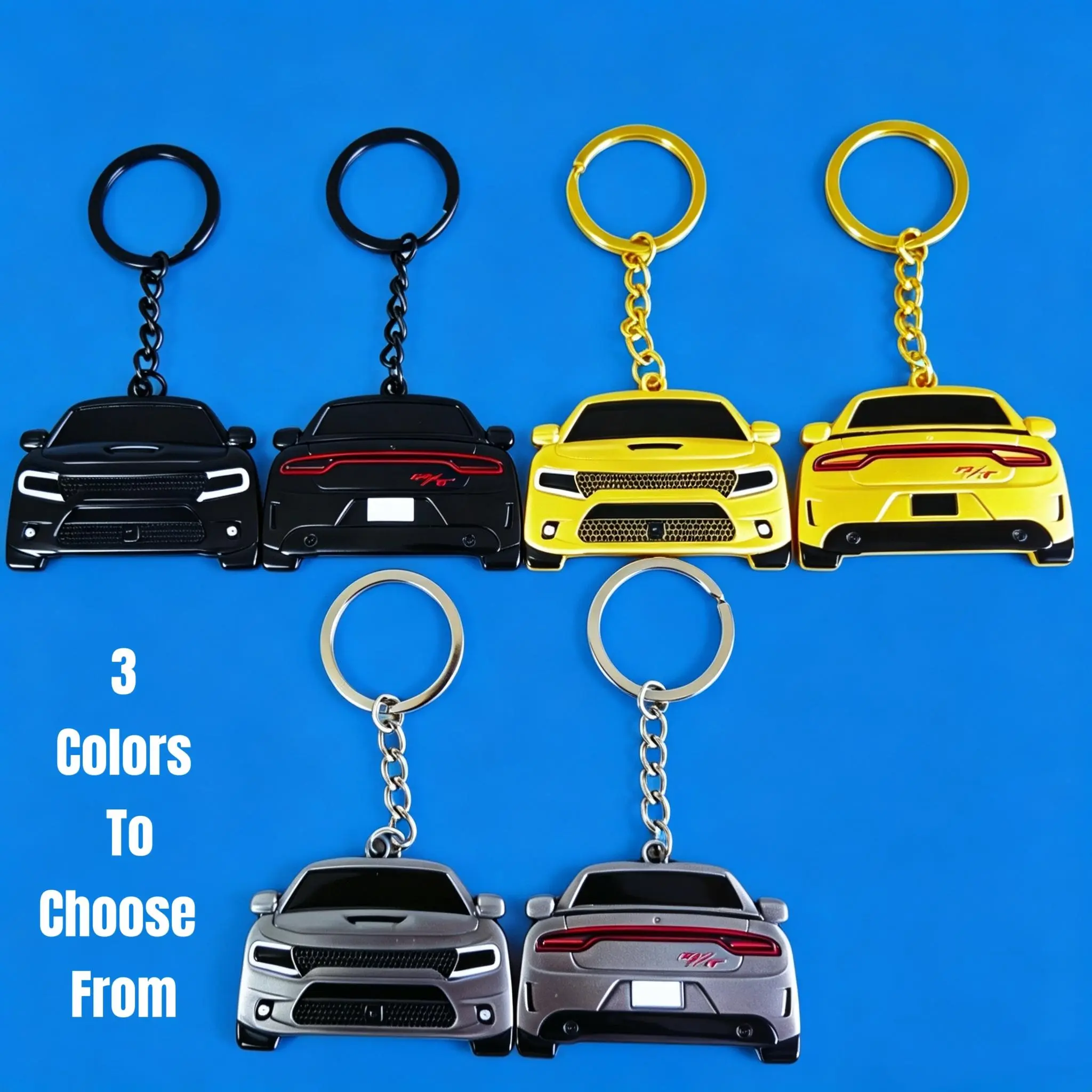 Metal 2-Sided Charger & Chrysler 300 Keychain - 2.2x1.5 in Automotive Car Exterior Decoration Accessory, Unique Gift for Car Enthusiasts, Key Tag, Key Holder, Cool Keychains, Key Rings For Car Keys
