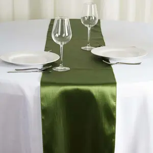 Satin 12"x108" Table Runner Olive Green - Stylish Table Linen