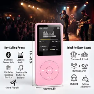 2026 Bluetooth-compatible Mp3 Music Player Lossless Portable Fm Radio External Ultra-thin Student Sports Walkman Mp3 Player Recorder
