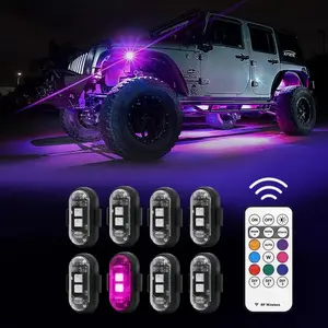 6 PCS Wireless LED Strobe Light with Remote Control, USB Rechargeable Waterproof Anti-collision LED Emergency Warning Light for Car Motorcycle Drone Aircraft Bike, Car Items, MTB Lights, Bike Flashlight