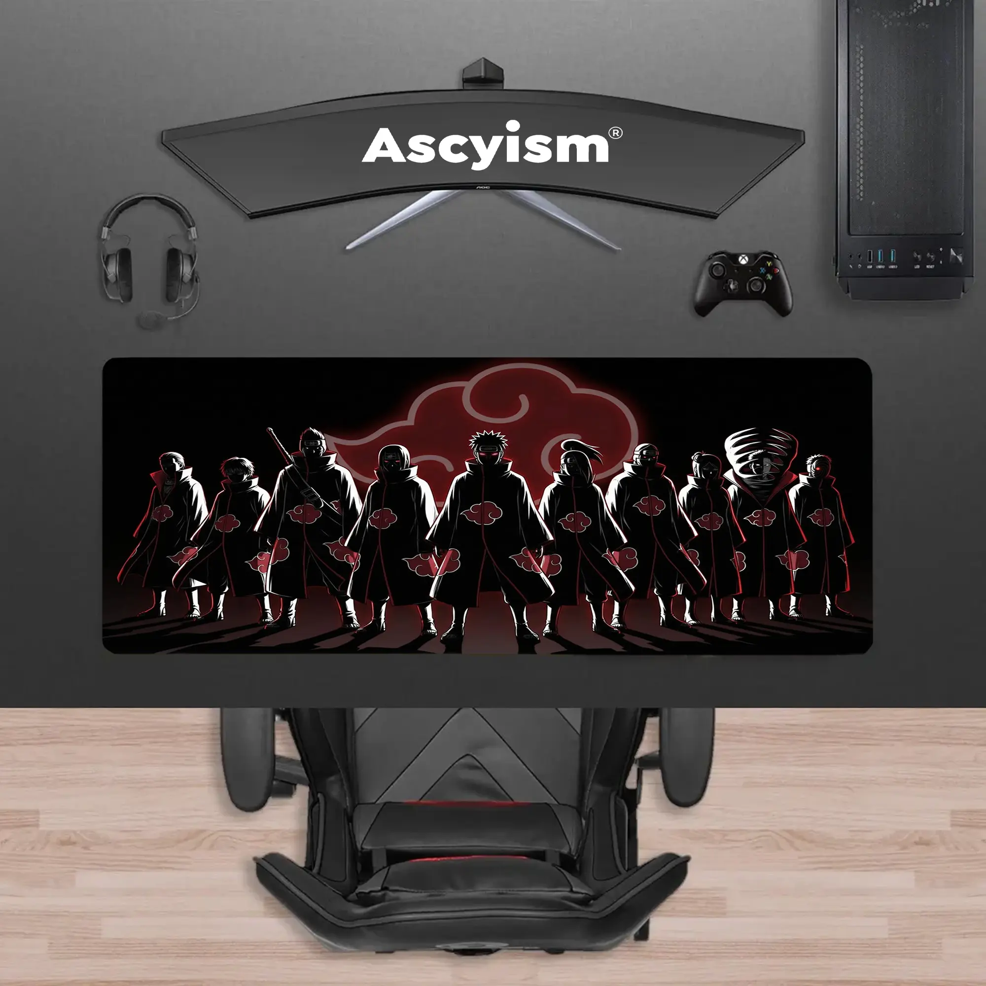 Akatsuki Group Naruto Anime Gaming Mouse Pad, Ninja Organization Manga Extended Desk Mat, Large Keyboard Pad, Waterproof Non-Slip Rubber Base Mousepad for PC Gamer Setup, Gaming Room Accessories, Office Gift and Desktop Decor, 40x20 Inch