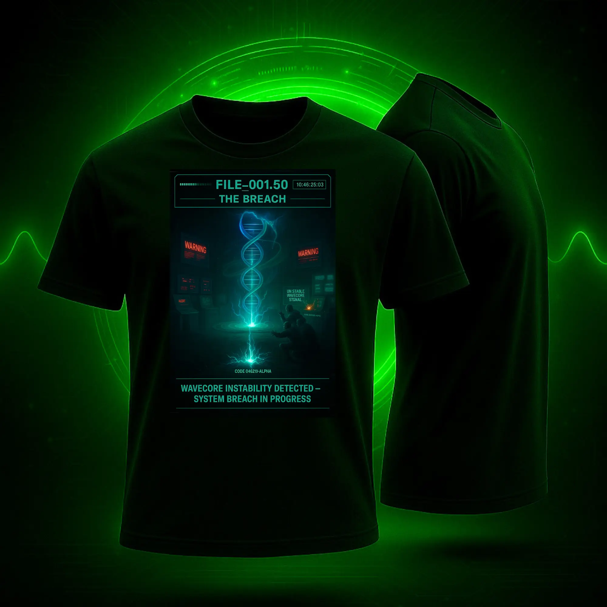 THE BLACKROOM WAVE FILE_001.50 T-Shirt – Oversized Unisex Graphic Tee | The Breach, WaveCore Instability Classified Drop