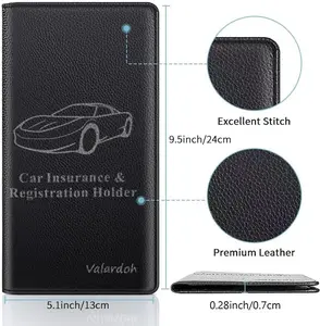 Valardoh Premium Car Registration and Insurance Card Holder, Car Document Holder for Cards, Driver License & other Essential Documents (Black)
