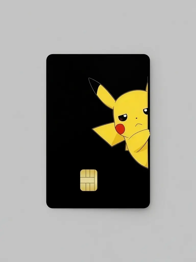 Cute Poketmon Peeking Yellow Anime Mouse Credit Card Skin Matte Waterproof Sticker Decal Cover for Debit and Credit Cards