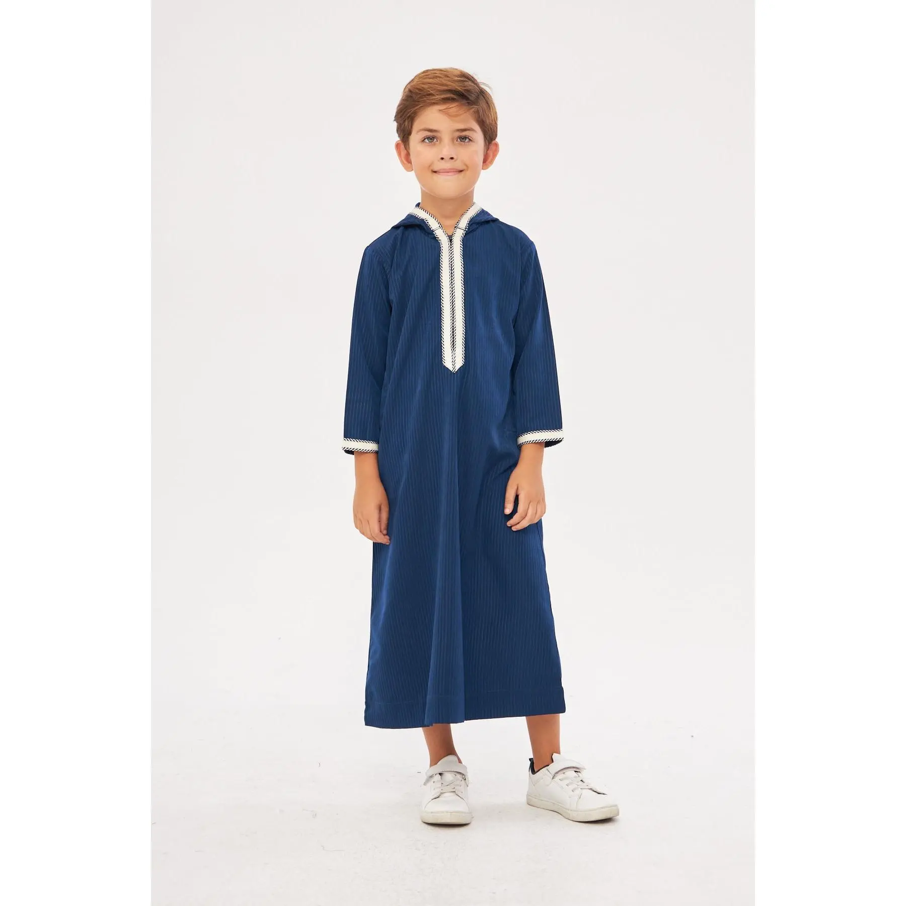 Daddy & Me - Moroccan Boys Long Sleeve Thobe - Navy Blue
