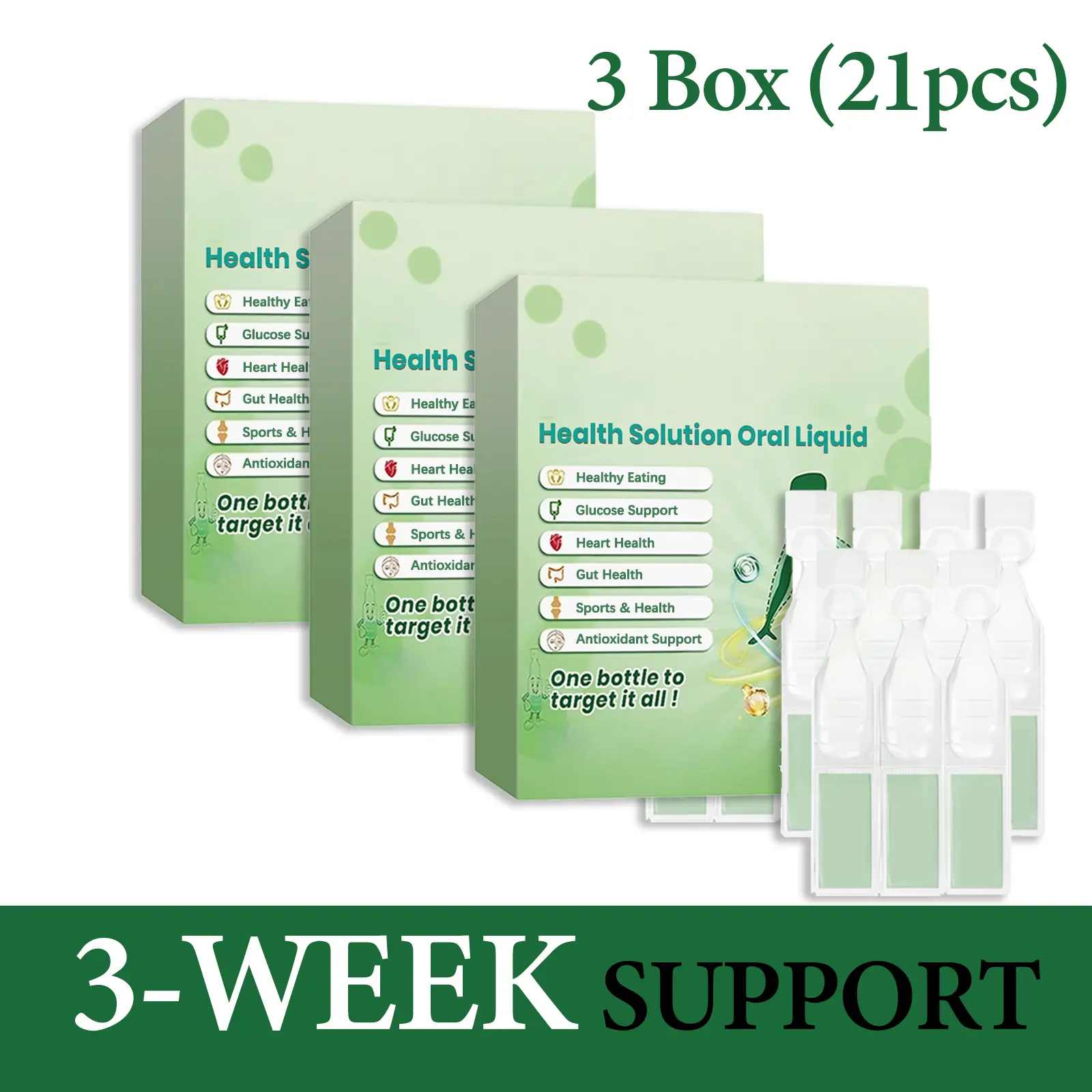 Health Oral Liquid - Dietary Supplement:Vegetarian-Friendly, High-Concentration Formula.Promotes Gut Health and Balances Whole-Body Function. No Water Required; Daily Supplement;Travel-Friendly.1Box（7pcs） Daily Supplement Pack Digestive Supplement