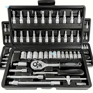 46pcs Car Repair Machinery Tools Set, Household Machinery Tools, Socket Wrench Diy Repair Tool Kit, Ratchet Screwdriver Compatible with Car Repair & Bicycle Repair, Hardware Toolbox Compatible with Auto Repairing, Easter Gifts for Husband, WeeklyDeals