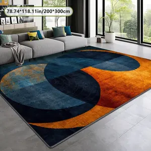 Modern Abstract Colorblock Art Print Carpet, Soft Velvet Rug for Home Decor, Living Room Sofa Mat, Bedroom Bedside Rug, Multi-Scene Use, Abstract Area Rugs