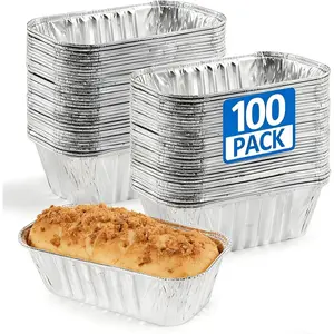 100 Pack 1Lb Mini Aluminum Foil Loaf Pans – 6" x 3.5" x 2" Disposable Small Bread Tins Oven Safe for Baking, Meatloaf, Cake, Holiday Treats, Food Storage & Takeout