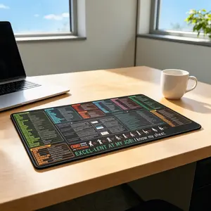 Oversized Excel Mouse Pad - Large Non-Slip Office Desk Mat with Excel Tricks, Shortcuts & Formulas, Home Decor Productivity Accessory for Office Use
