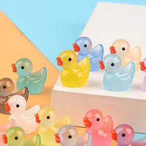 200Pcs Glow In The Dark Miniature Duck Ornament Mixed Colors, Realistic Resin Duck Model Decoration, Suitable For Family Gatherings And Office Decoration. A Cute And Stylish Miniature Landscape Accent, Ideal For Holiday And Birthday Party Gifts