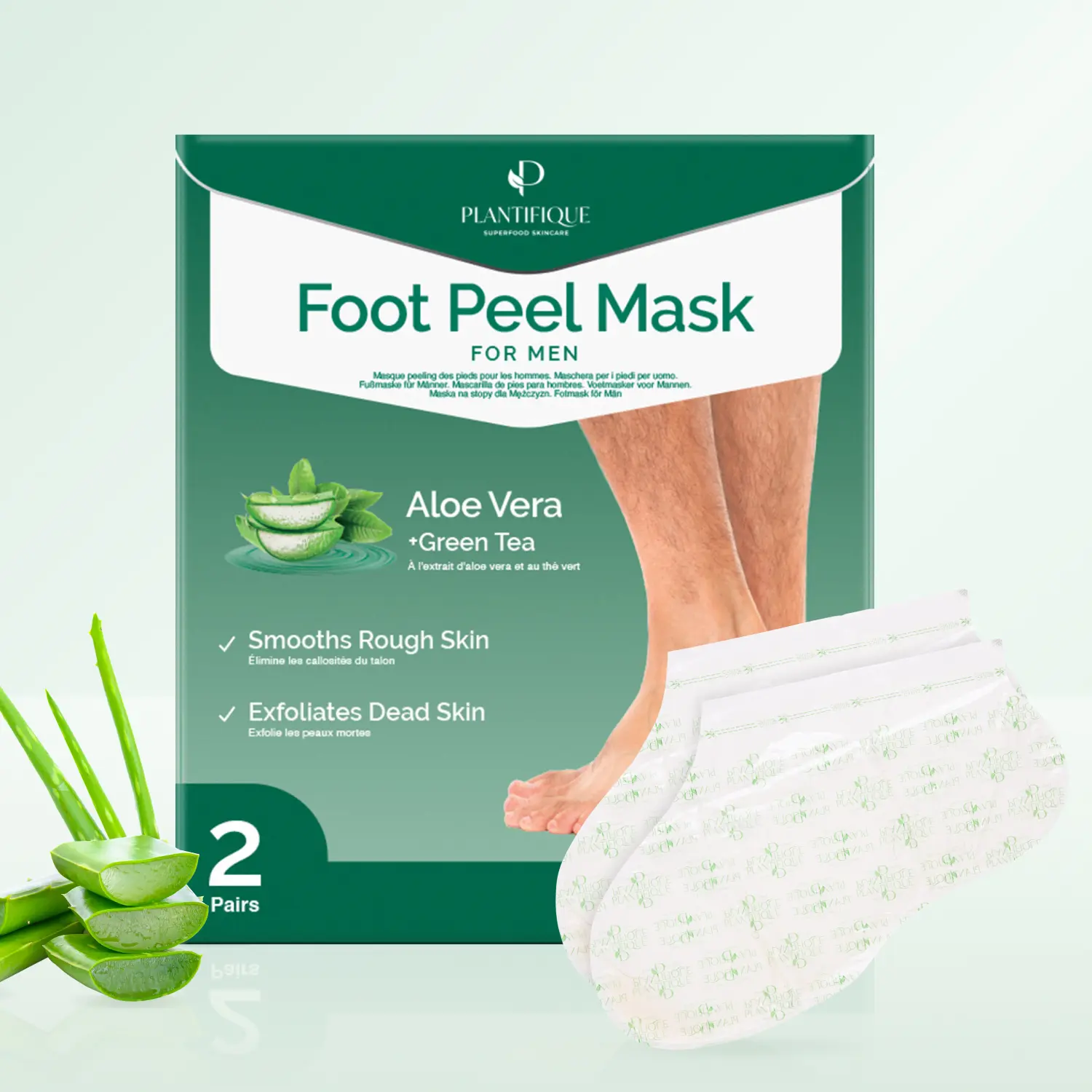 [PLANTIFIQUE Official Shop] Men Foot Peel Mask – Exfoliating Foot Peeling Mask for Dry Feet – Dead Skin & Callus Remover – Moisturizing Treatment – 2 Pairs