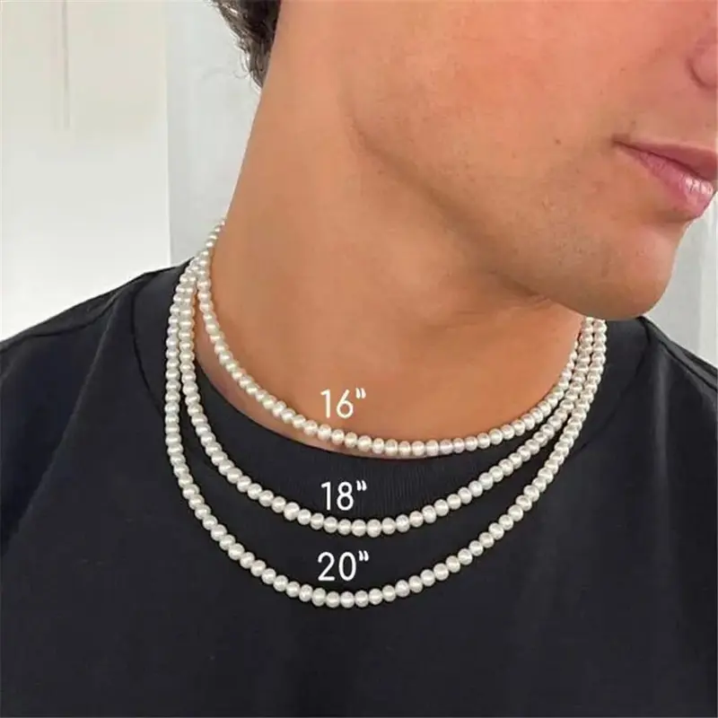 JewelryUSA - Pearl Necklace Men Simple Handmade Strand Bead Necklace 2026 New Trendy Men Jewelry for Women Girls Wedding Banquet Necklaces