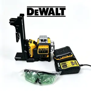 DEWALT DW089LG 12V Rechargeable Three Dimensional Green Laser Level For Commercial Construction And Home Remodeling, With Auto Leveling & Long Range High Visibility Green Beam; Kit Includes Battery, Charger, Mount Clip, Carry Case And Laser multiplier