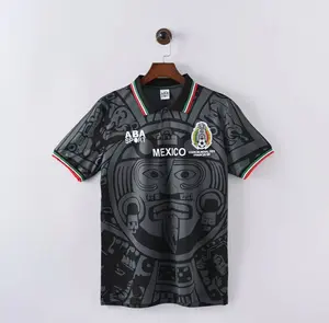 ABA Sport 1998 Mexico First Away Black Classic Concept Edition Commemorative Fan Soccer Jersey with Embroidered Team Badge