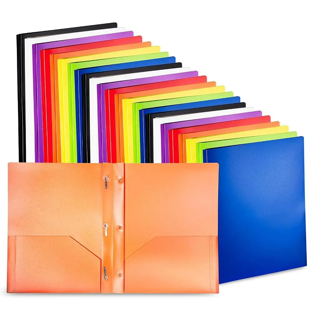 Manaloom Poly Letter Size 2-Pocket Folders with Prongs, 24 Pack, 8 Pack Option, 2 Spacious Pockets, Durable & Long-Lasting Heavy Duty, Functional Design for Expanding Projects (Computers & Office Filing Supplies)