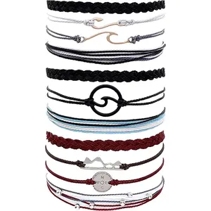 Boho Bracelet for Women Blue String Bracelets Friendship Braided Wave Bracelets Beach Surfer Summer  for Women