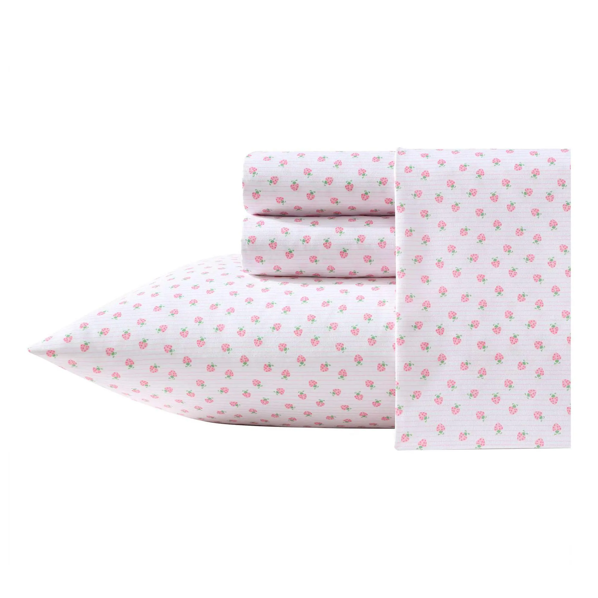 Laura Ashley Sweet Lady Bugs Pink-Green Twin Sheet Set