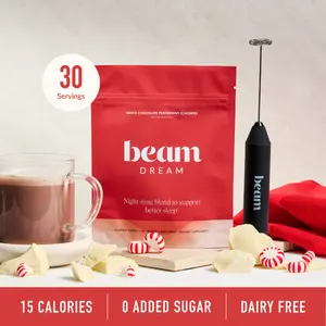 Beam Dream Nighttime Drink Mix — 30 Servings for Sleep Support (White Chocolate Peppermint Flavor, Magnesium + L-Theanine + Apigenin + Melatonin, Vegan, Dairy-Free, Gluten-Free, Non-GMO)