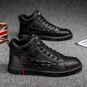 Men's Retro High-Top Closed Skate Trainer Sneakers - Non-Slip, Lace-Up, Comfortable - EVA, PU, PVC Materials - for Running, Outdoor Activities - Black fathersdaygift Footwear