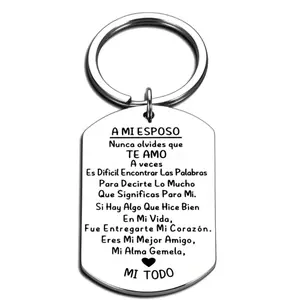 Letter Pattern Keychain, Stainless Steel Keychain for Men & Women, Fashion Accessories for Daily Use, Trendy All-match & Exquisite Keychain for Birthday Gift, Personalized Heart Tag, Double Engraved Tag