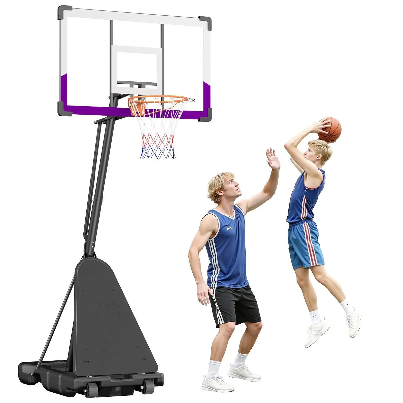 VEVOR Portable Basketball Stand, 10 ft Height Adjustment Basketball Hoop & Goal, Basketballs Hoop Outdoor with 48 inch PC Backboard for Kids, Adults in Schools, Parks,  Indoor & Outdoor Use#BacktoSchool