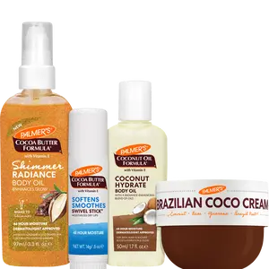 Palmer's Mini Faves Set with Shimmer Radiance Body Oil, Swivel Stick, Brazilian Coco Cream & Coconut Oil for Travel or Gifting