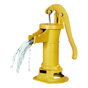 Well Hand Pitcher Pump for Wells and Garden, Antique Cast Iron Manual Water Pump with 25-Foot Lift, NPT 1-1/4 in Connection, Easy Installation, Vintage Style Outdoor Water Pump for Garden Pond Backyard Farm Yellow