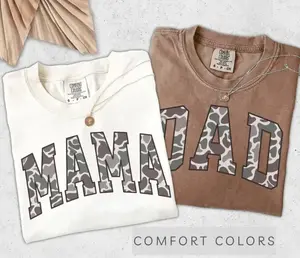 Comfort Colors Mama Dad T-shirt, Matching Custom Mom & Dad Shirts, Trendy Pregnancy Announcement Gift, New Mom Gift, New Dad Tee, Camo Graphic Tee