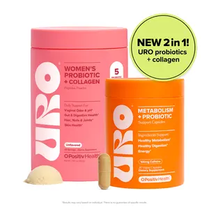 URO Total Body Glow Bundle: Probiotic + Collagen Powder with Metabolism Support Capsules for Skin, Hair, Nails & Gut