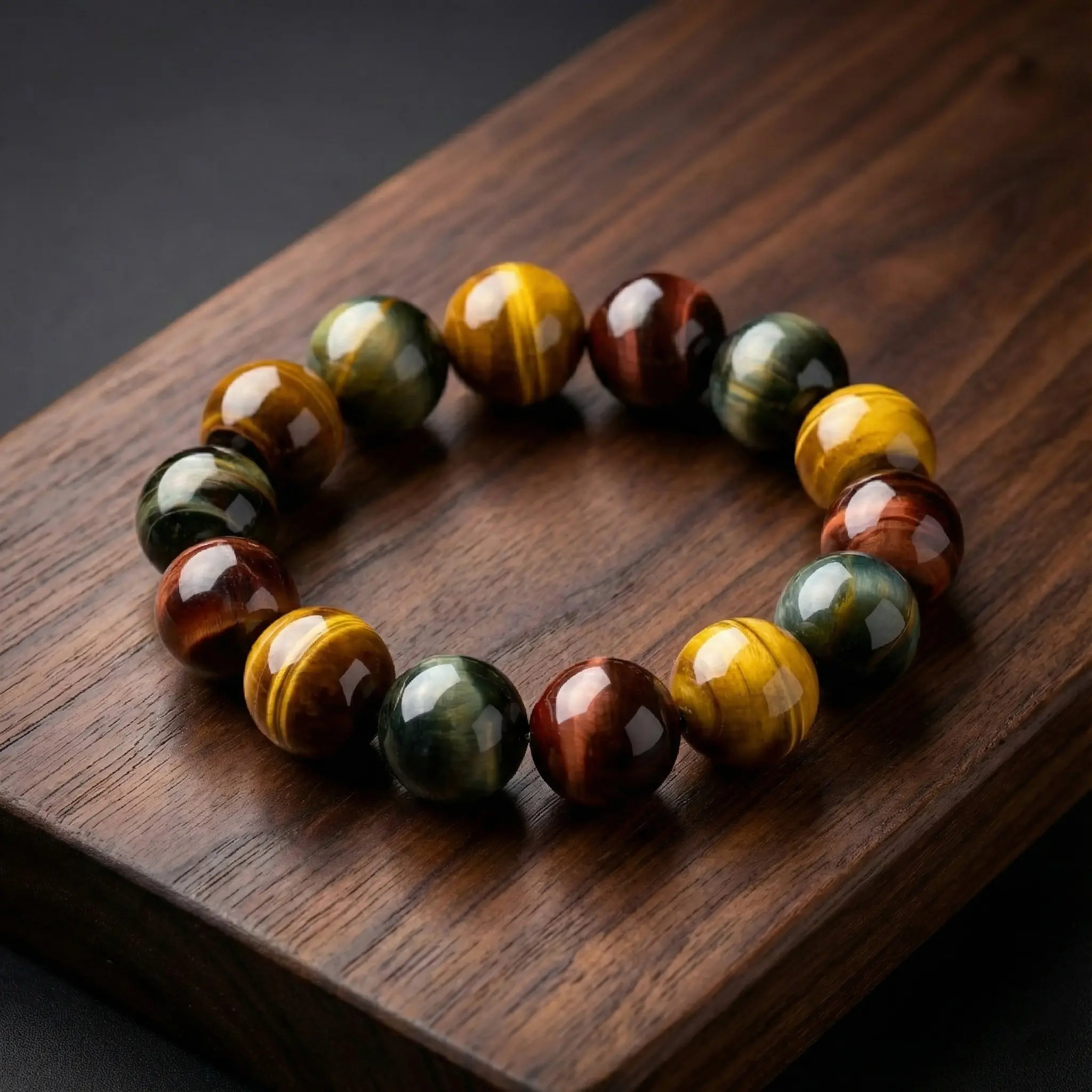 Tiger Eye Crystal Protection Bracelet - Men's Anxiety Relief Beaded Jewelry with 10/12/14/16MM Gemstones, Unisex Back to School Accessory