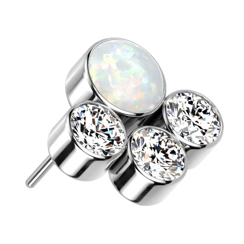 Array White Opalite Clear CZ Titanium Threadless Top