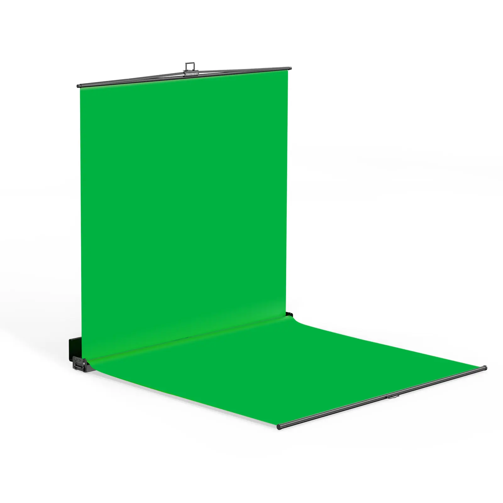RAUBAY Collapsible Green Screen 7x7x7ft Floor Extension Portable Retractable Chroma Key Backdrop for Live Streaming, YouTube, Photography, TikTok, Video Conferencing - Wrinkle-Resistant Fabric, Quick Install & Storage, Wheeled Case Accessory