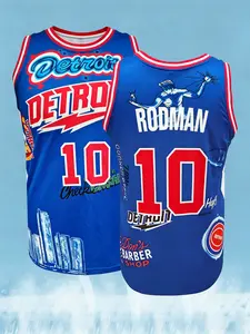 Men's Detroit 10 Vintage Basketball Jersey All Over Print Classic Throwback Jersey Breathable Athletic Sports Top for Fans Gift