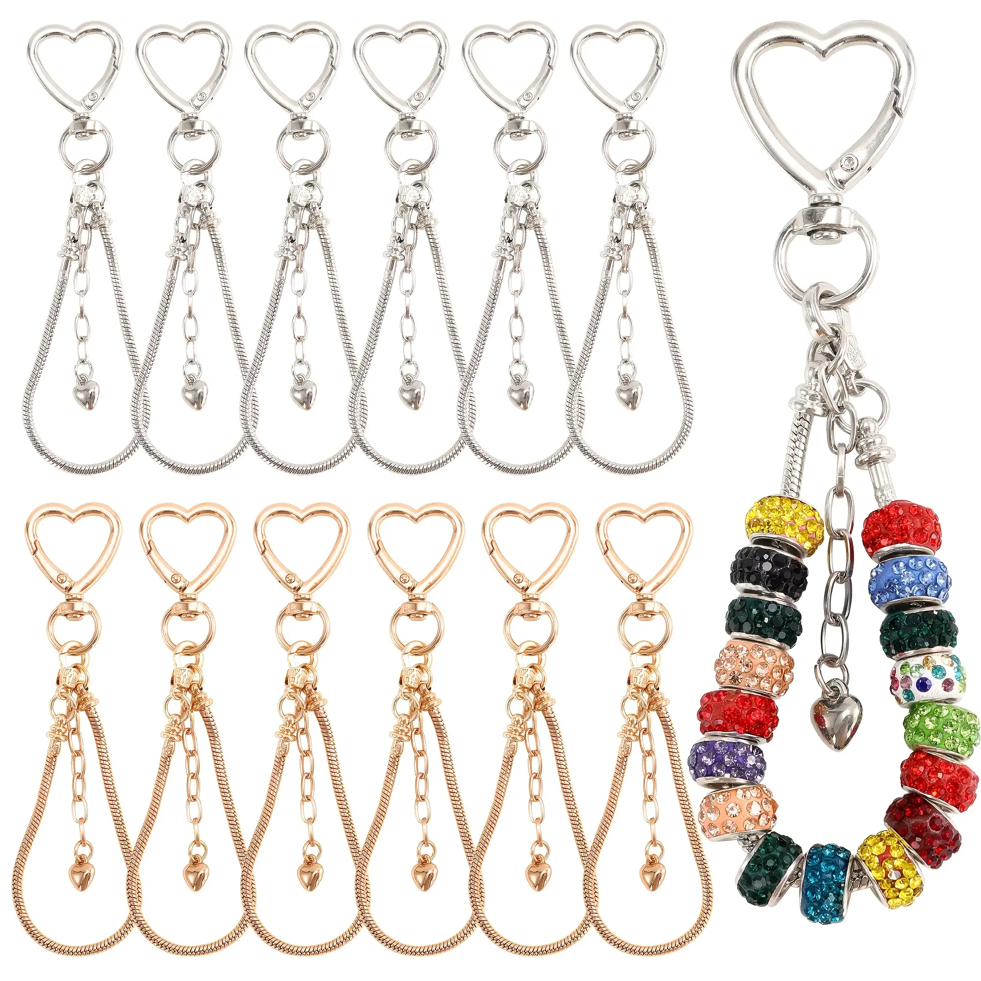 20-piece blank 3D heart bead keychain set - for ladies. A creative DIY art keychain as a gift for her/him - suitable for handbag hangers, cup chains, mobile phone chains, wedding, party, birthday, or new school year gifts.