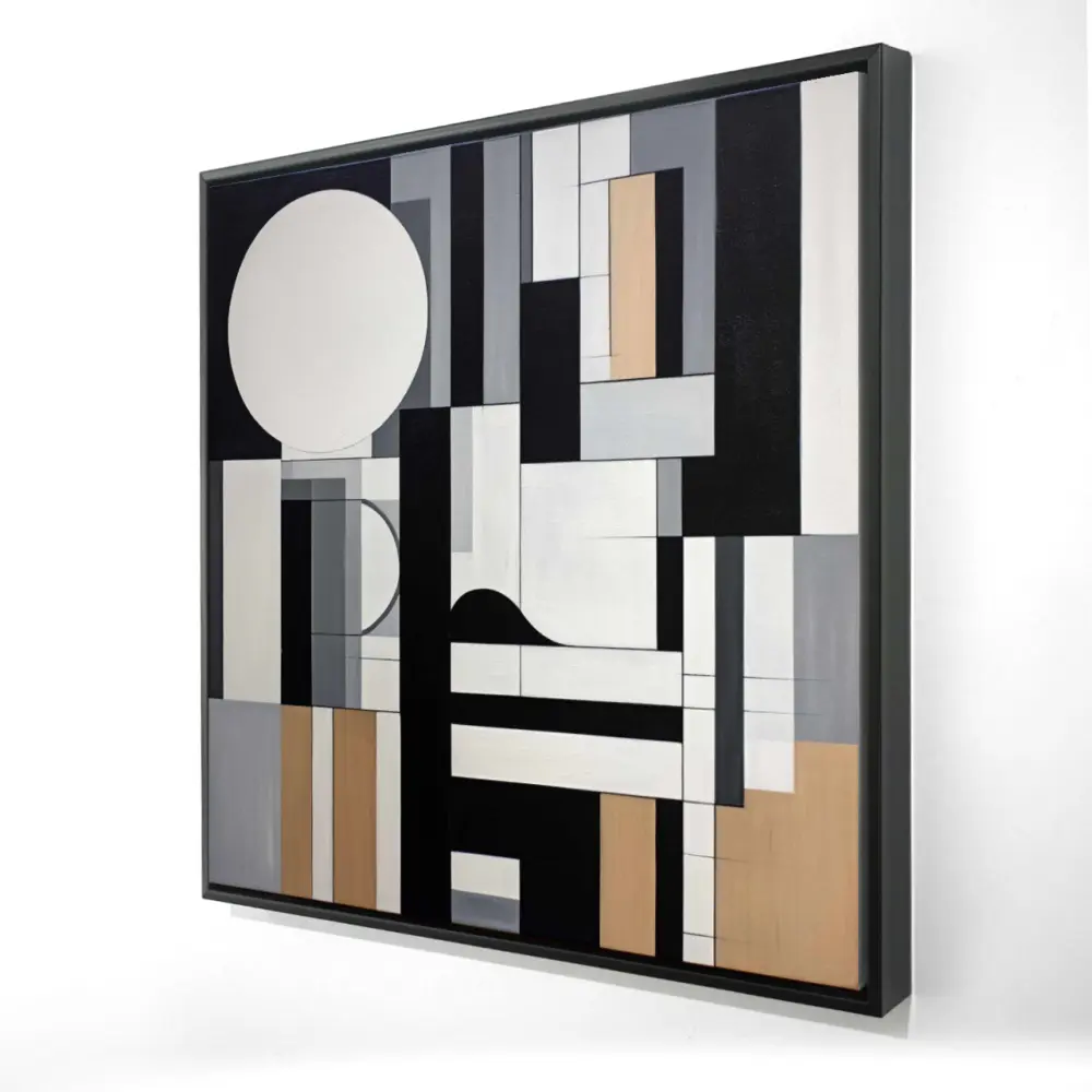 212 MAIN Framed Geometric Artistic Wall Print - 24x24 in, Bold Shapes, Minimalist Abstract Design, Modern Home Decor Accent
